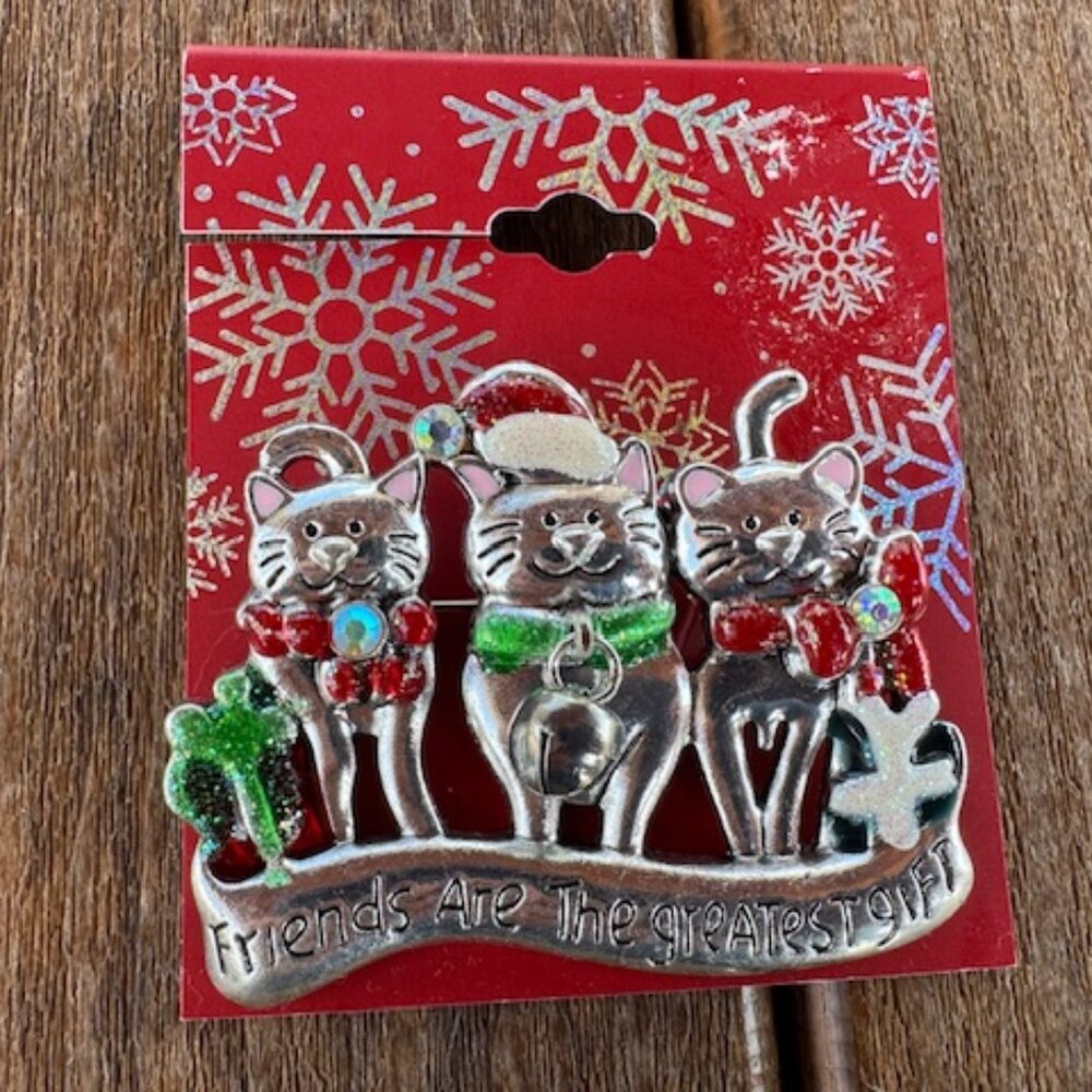 Friends are the greatest gift Cat Pin Brooch